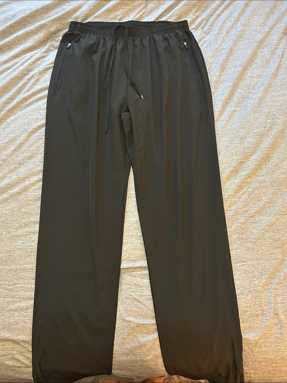 Men's Black Drawstring Jogger Pants with Zip Pockets